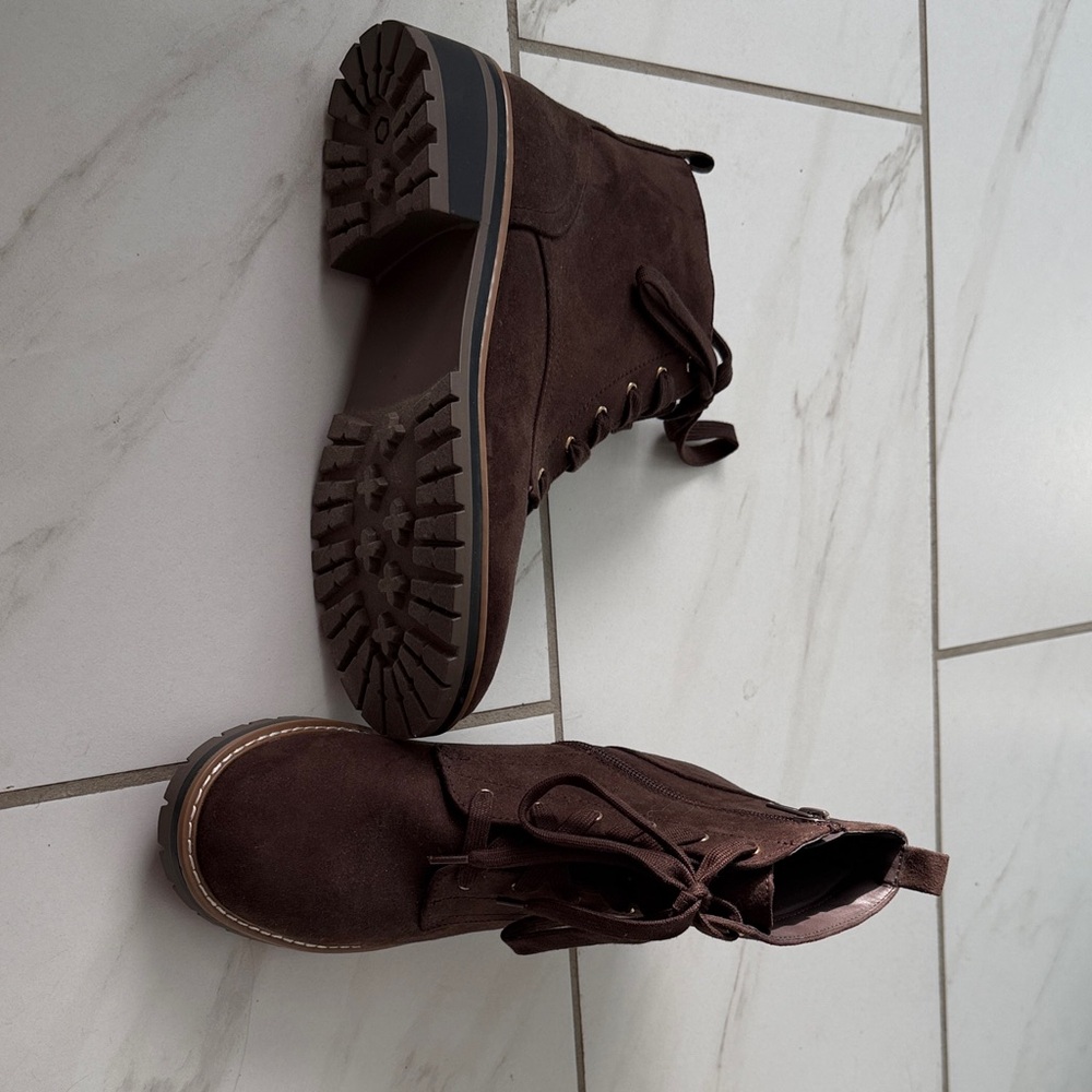 Brown Lace-Up Ankle Boots